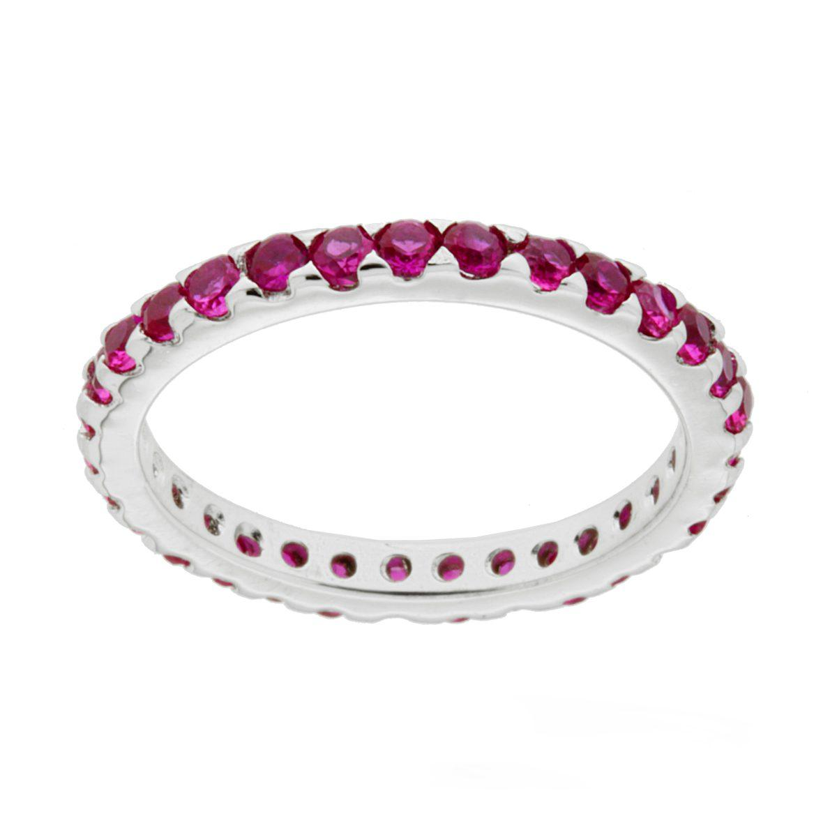 Anello Eternity Veretta a giro con Cubic Zirconia Ruby
