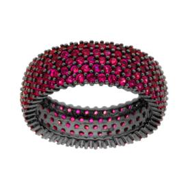 Anello Fascia Unisex Rosso/Nero, in ARGENTO S925