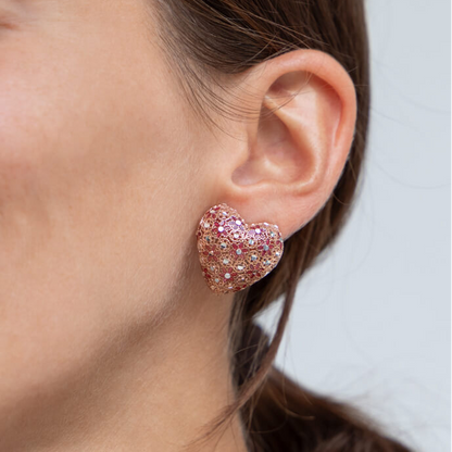 Orecchini Cuore, Preziosi, in Filigrana, Argento 925 e Bagno in Oro