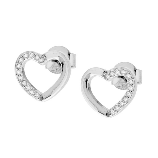 Orecchini Cuore metà zirconati -  in Argento S925