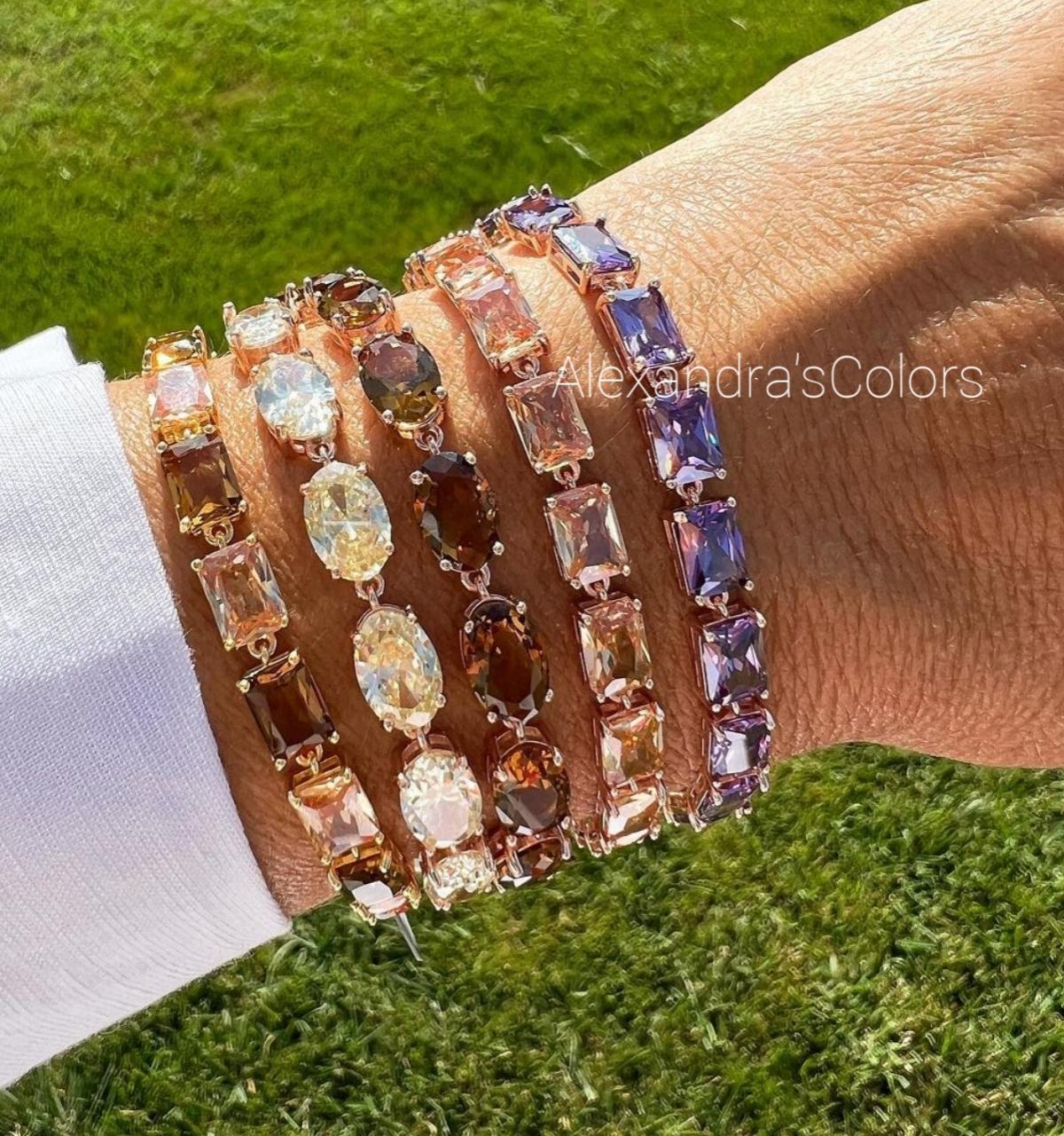 Bracciale Tennis Luxury con Pietre Rettangolari Viola - Elegante Gioiello in Argento e Zirconi