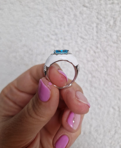 Victoria White and Blue Ring