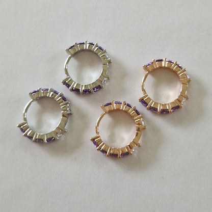 Cerchietti in Argento Sterling 925 con Zirconi Viola Brillanti