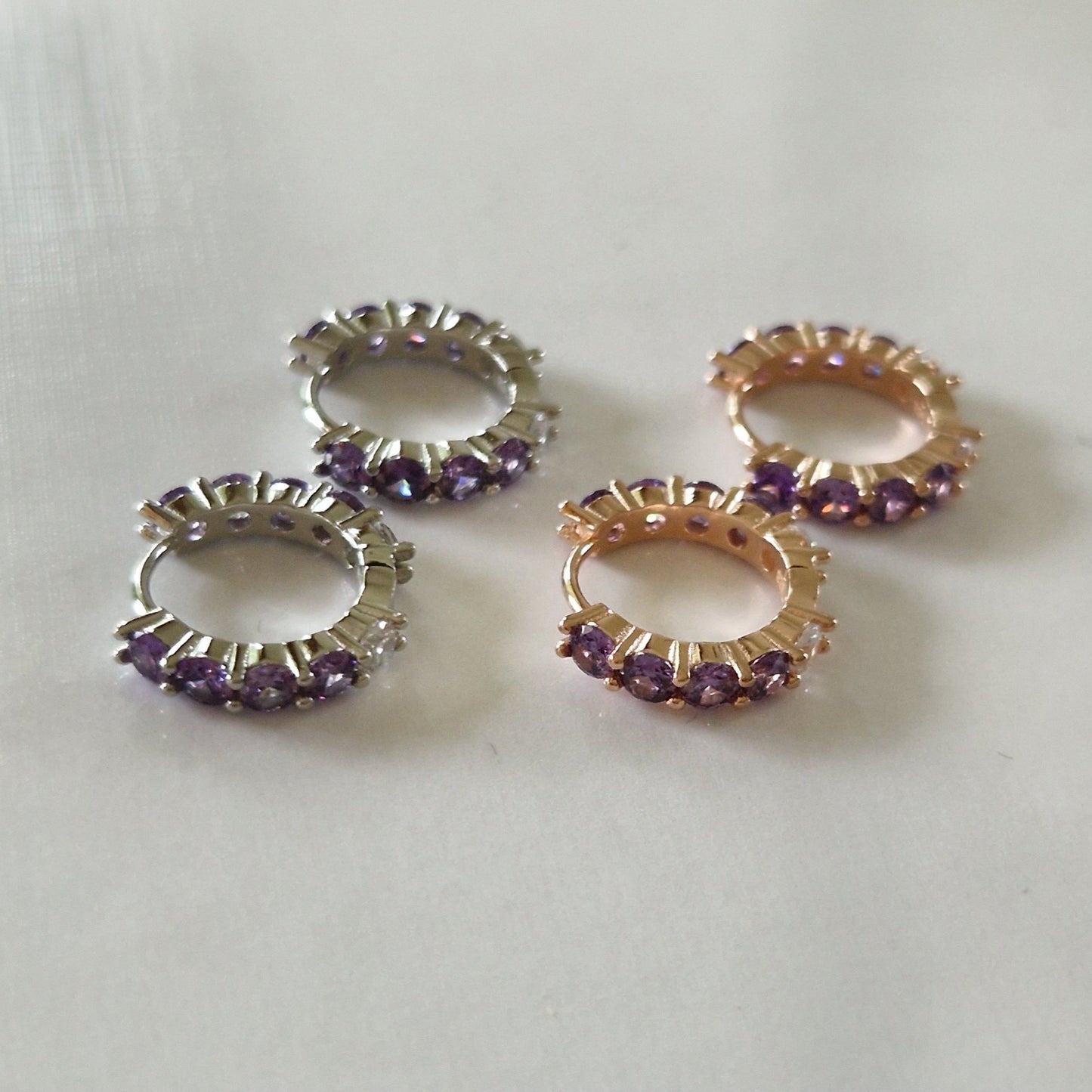 Cerchietti in Argento Sterling 925 con Zirconi Viola Brillanti