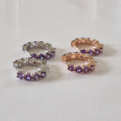 Cerchietti in Argento Sterling 925 con Zirconi Viola Brillanti