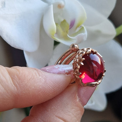 Vintage Style Ring, in S925 silver and Ruby