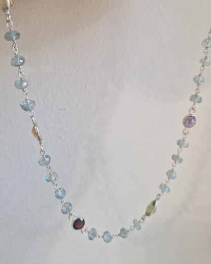 Precious Necklace, Blue Topaz and S925 Silver