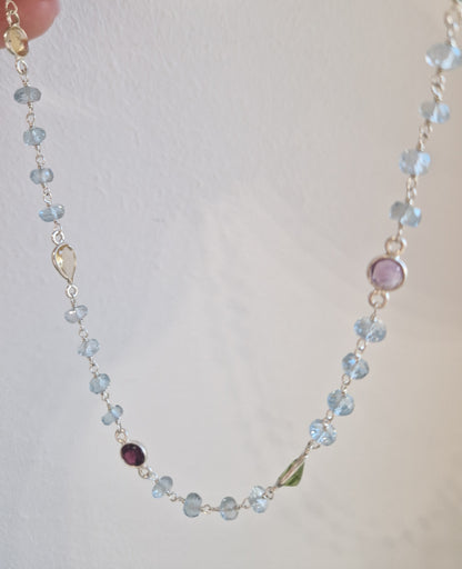 Precious Necklace, Blue Topaz and S925 Silver