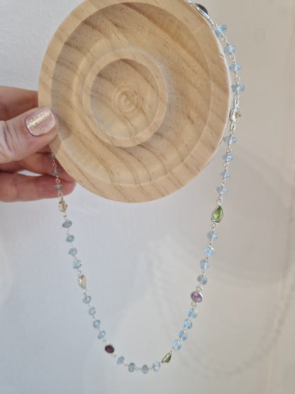 Precious Necklace, Blue Topaz and S925 Silver