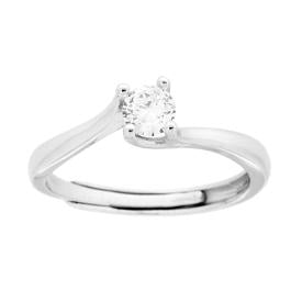 Anello Solitario Bianco Sinuoso mm 4, Argento s925