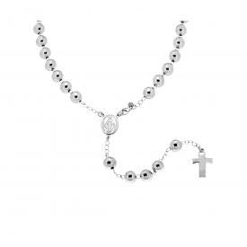 Collana Rosario UOMO cm 70 con Grani a pallina mm 8, Argento s925