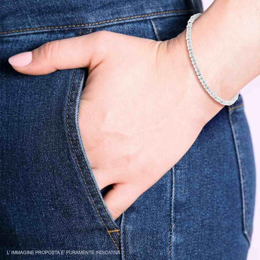 Bracciale Catena con Palline Diamantate slash mm 3,  in Argento 925