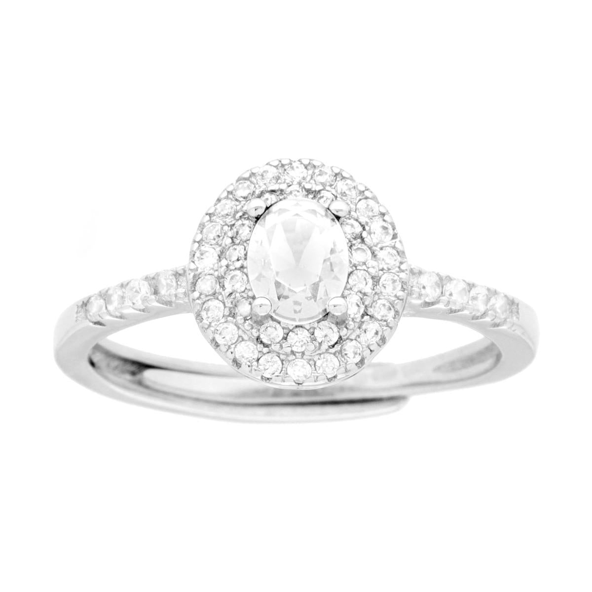 Solitaire Ring with Green Oval Zircon, in S925 SILVER