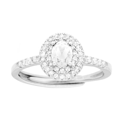 Solitaire Ring with Green Oval Zircon, in S925 SILVER