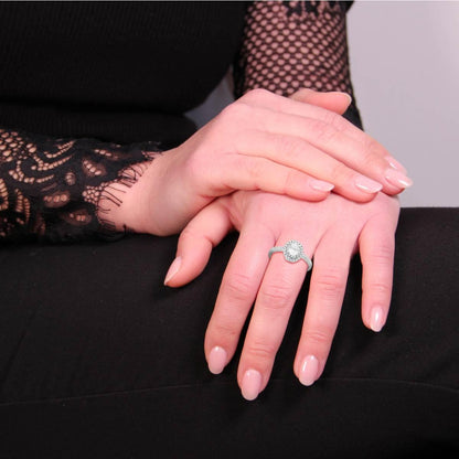 Solitaire Ring with Green Oval Zircon, in S925 SILVER