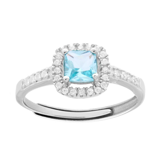 Kate Square Solitaire Aquamarine Ring, s925 Silver
