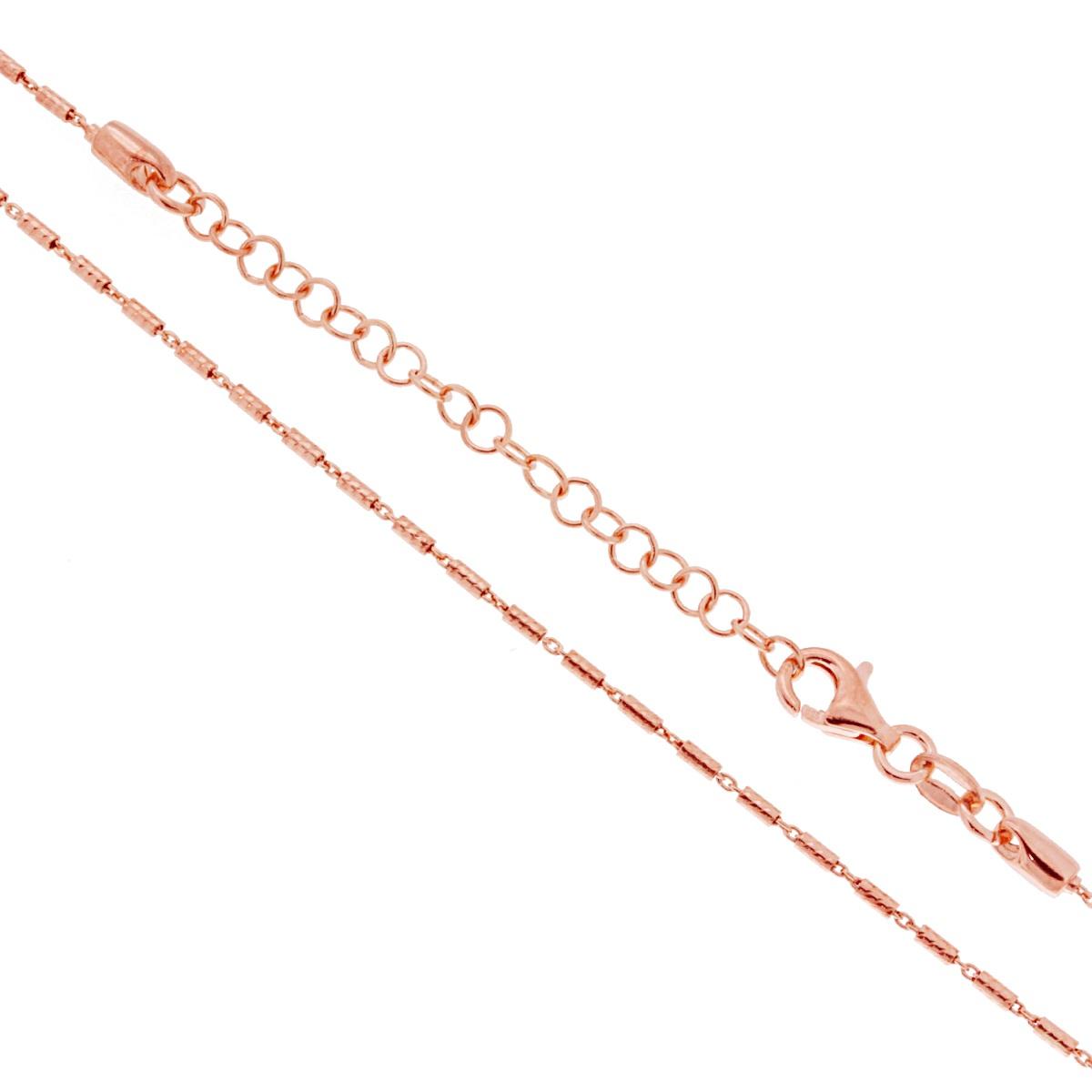 Catena Cilindretti Diamantati 45 cm - Argento s925 Oro rosa