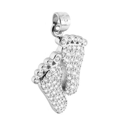 Ciondolo Piedini con Zirconia Bianca, Argento s925