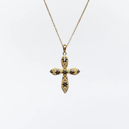 Collana con Croce Media in Filigrana Preziosa, Argento s925