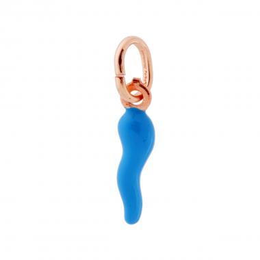 Ciondolo Corno Azzurro 18mm, in Argento 925