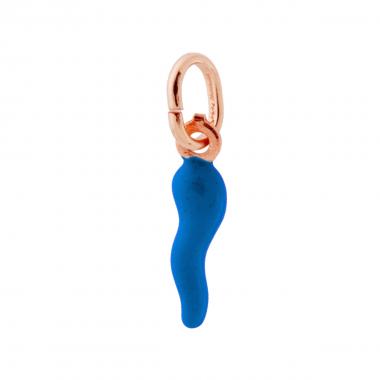 Ciondolo Corno Azzurro 18mm, in Argento 925