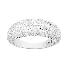 Anello Fascia bombata con Zirconia Bianca, in ARGENTO S925