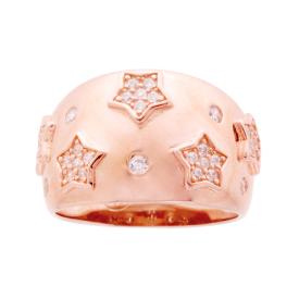 Anello Fascia con decoro Stelle, in ARGENTO S925