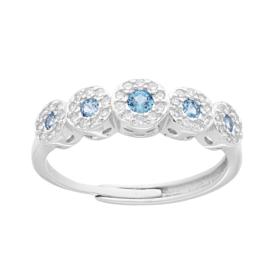 Blue Rosette Trilogy Ring, in S925 SILVER