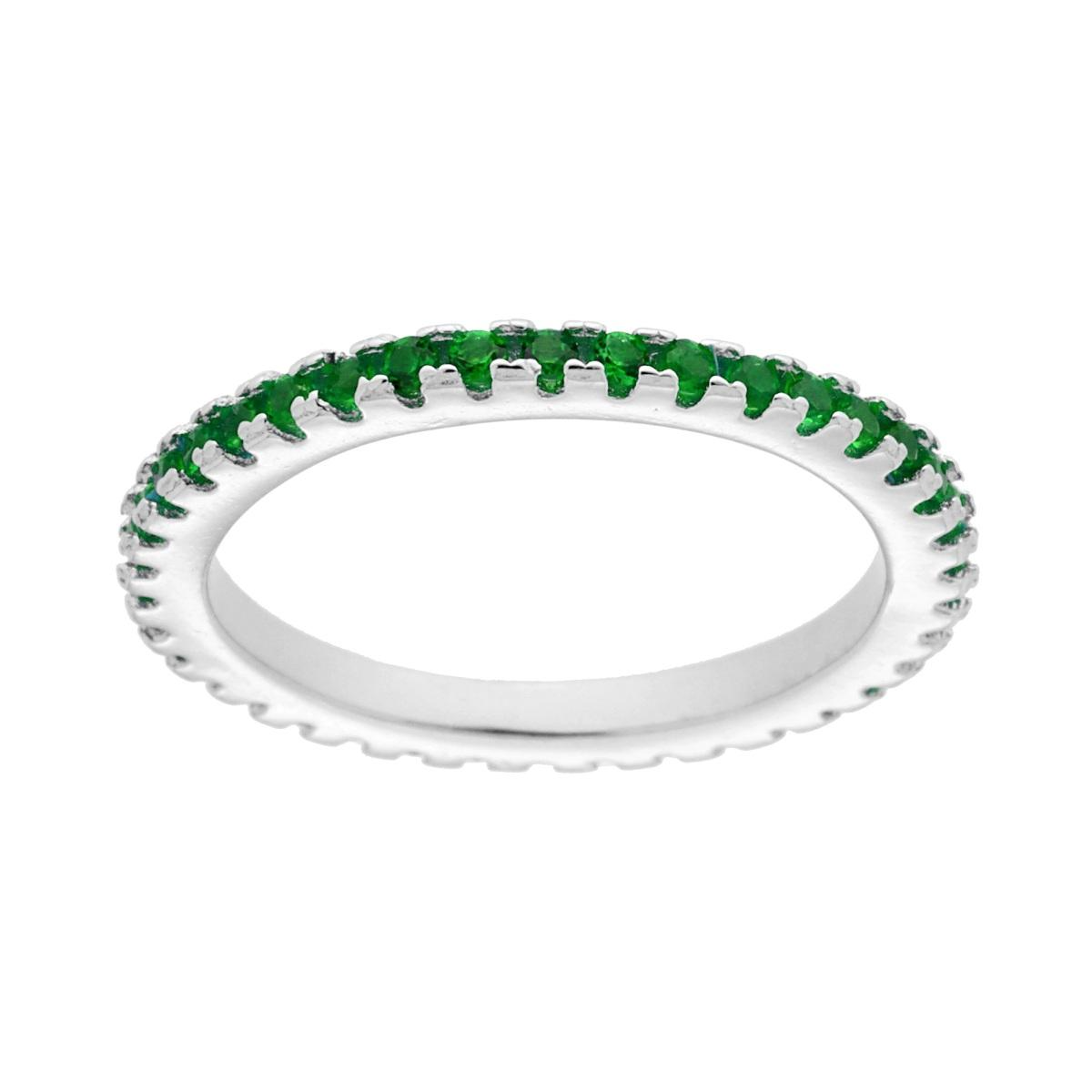 Anello Eternity Veretta a giro con Cubic Zirconia Verde Smeraldo