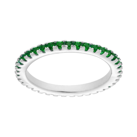 Anello Eternity Veretta a giro con Cubic Zirconia Verde Smeraldo