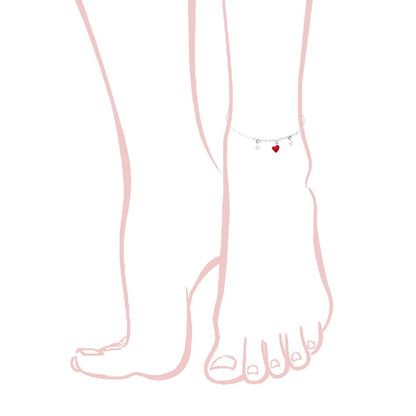 925 Silver Anklet with Marine Charms