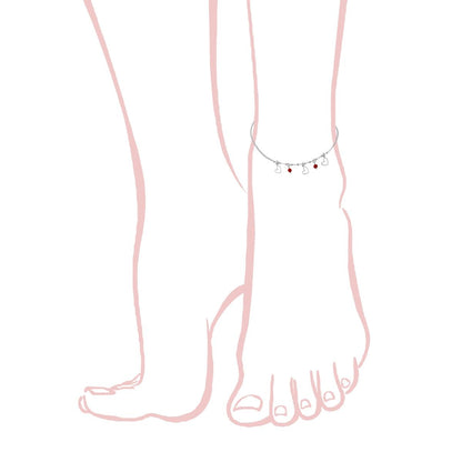 925 Silver Anklet with Marine Charms