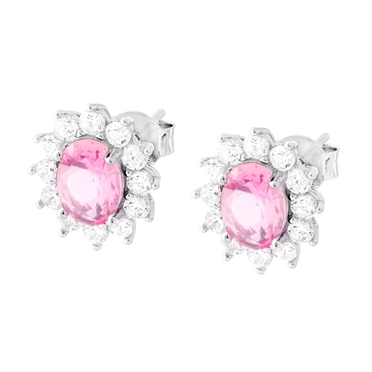 Orecchini Ovale Rosa Kate, Argento s925