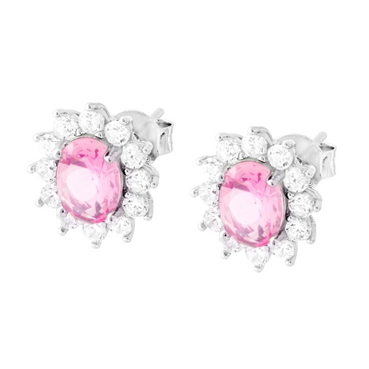 Orecchini Ovale Rosa Kate, Argento s925