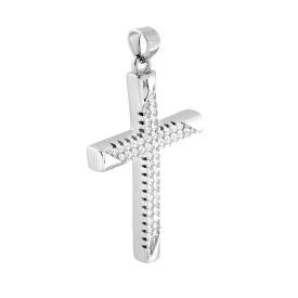 Sparkling Green and White Cross Pendant – in 925 Sterling Silver