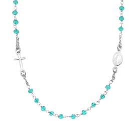 Collana Rosario 50cm con Crystal Verde Paraiba, Argento s925