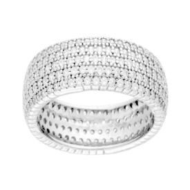 Honeycomb Band Ring with White Zircons, in S925 SILVER