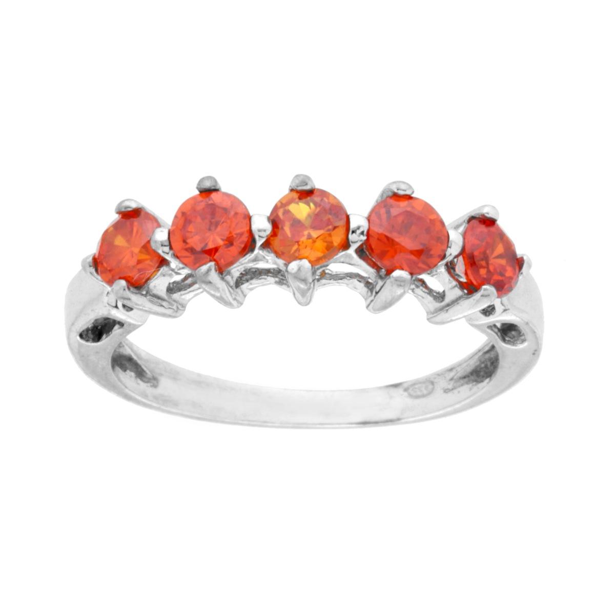 Anello Veretta con Cubic Zirconia Arancio, ARGENTO S925