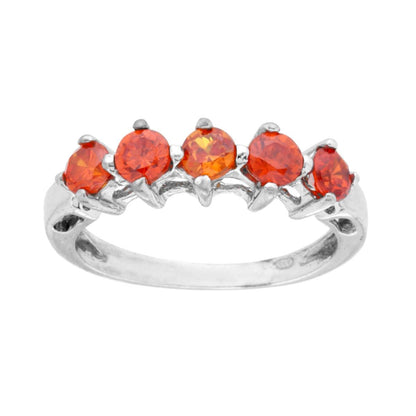 Anello Veretta con Cubic Zirconia Arancio, ARGENTO S925