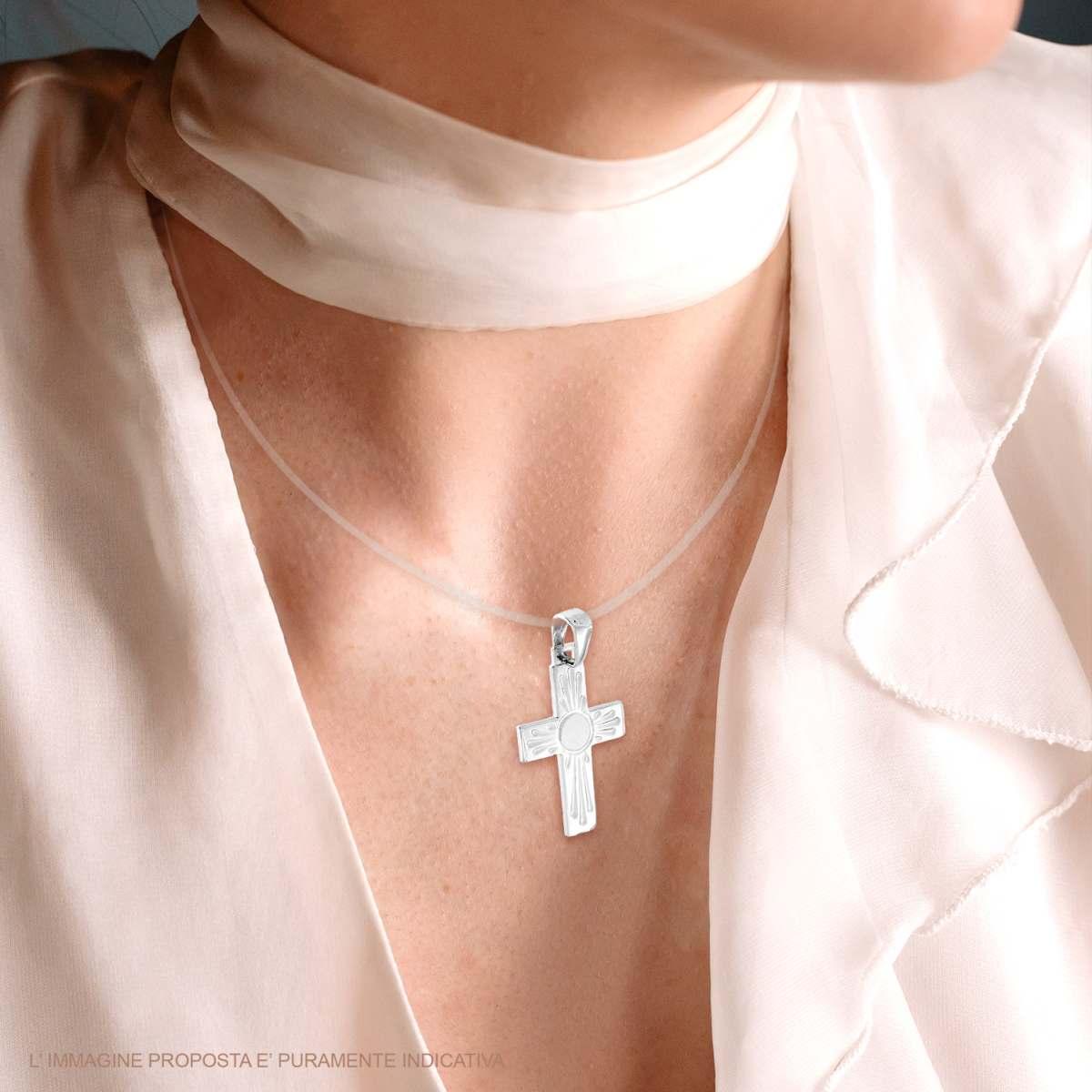Sparkling Green and White Cross Pendant – in 925 Sterling Silver