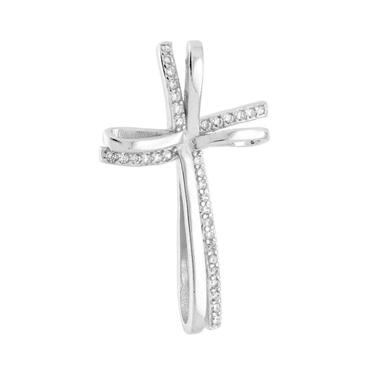 Ciondolo Croce con Doppio nastro, Argento s925
