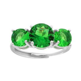 Anello Trilogy Verde Smeraldo mm 6-8, in ARGENTO S925