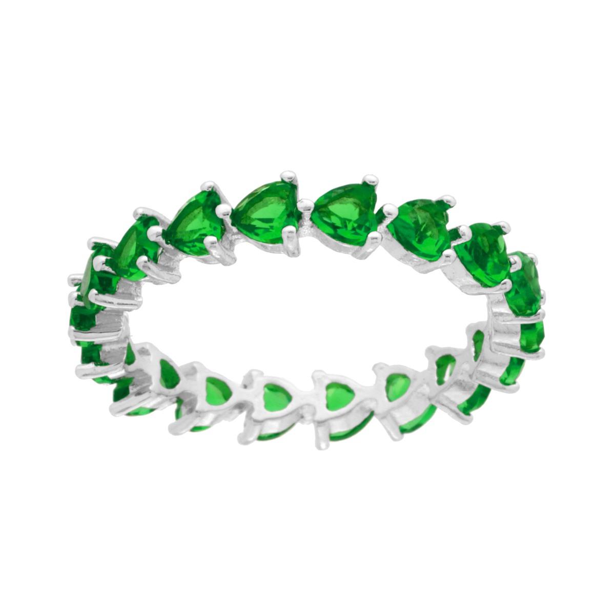 Anello Eternity Veretta a giro con Zirconi Verde Smeraldo Cuore, in Argento s925