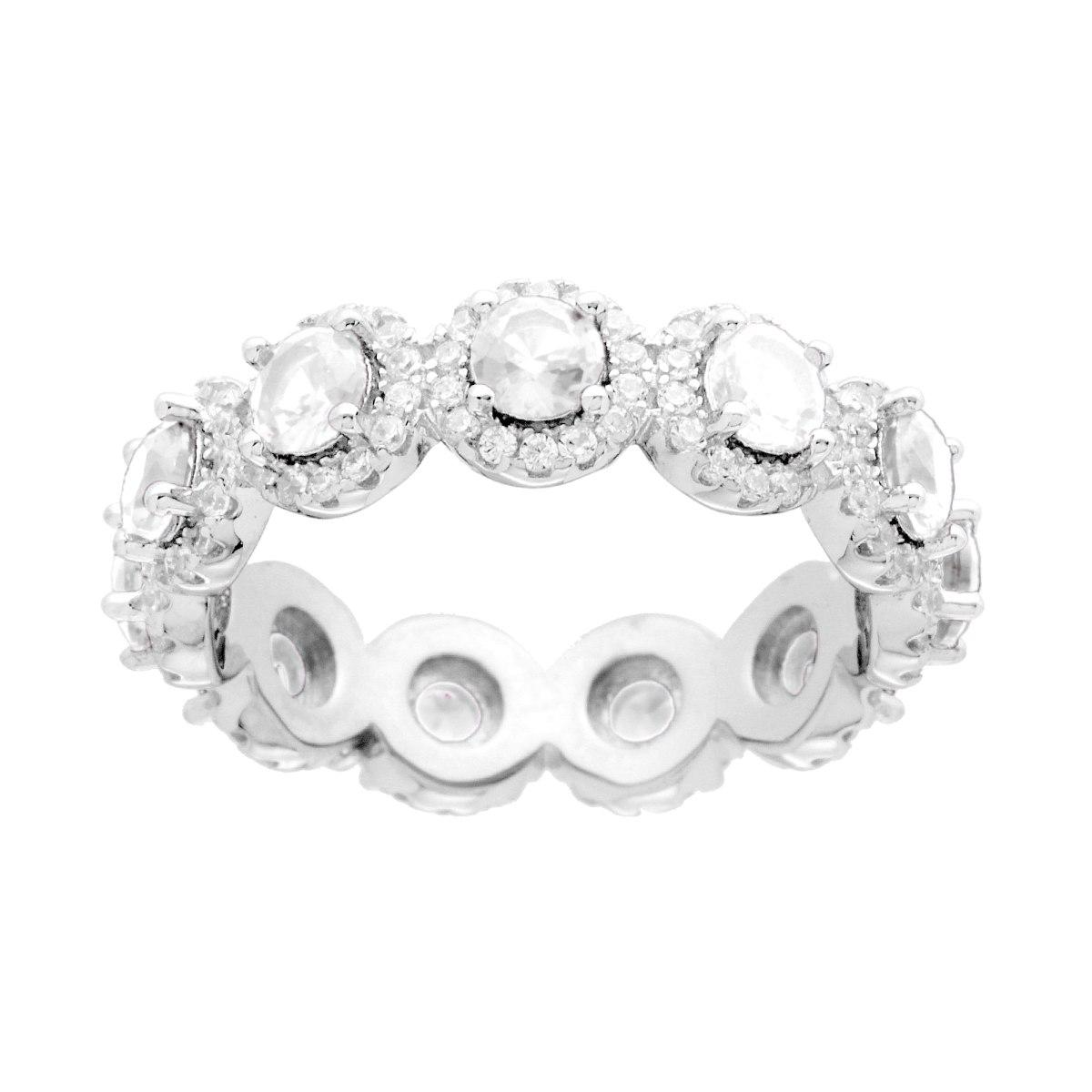 Anello Eternity Veretta a giro con Tondi Bianchi, in Argento s925