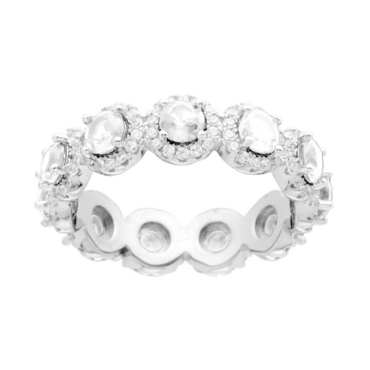 Anello Eternity Veretta a giro con Tondi Bianchi, in Argento s925