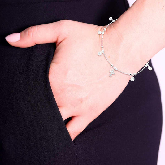 Bracciale con Croci pendenti, in Argento s925