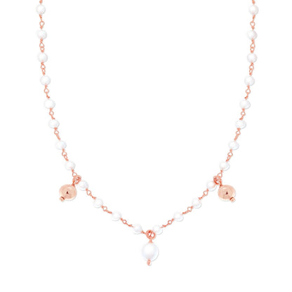 Collana con Perle e Palline pendenti, Argento S925