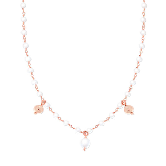 Collana con Perle e Palline pendenti, Argento S925