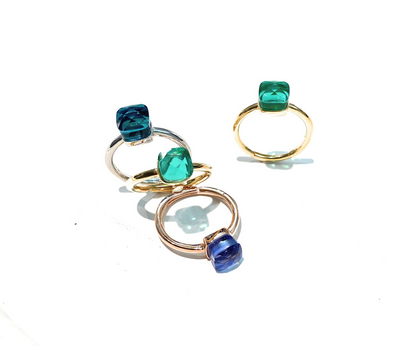 Anelli Mini Pietra Quadrata, in Argento S925