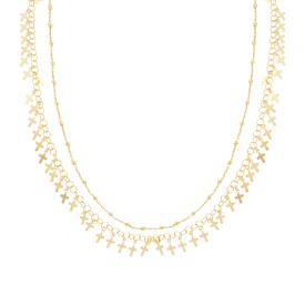 Collana due fili Diamantata con Croci plain, Argento s925